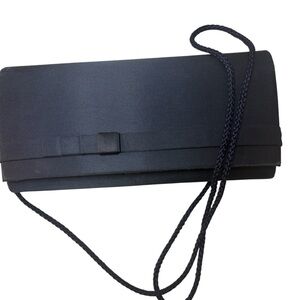 Black Satin Evening Bag Braided Strap by Carla Marchi